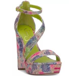 Jessica Simpson Strappy Multi Color Metallic Fun Platform Block Heel Sandals